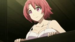 1girl animated animated_gif bare_shoulders bouncing_breasts bra breasts cleavage cow_girl_(goblin_slayer!) goblin_slayer! huge_breasts implied_sex kannatsuki_noboru leaning_forward open_mouth pink_hair purple_eyes short_hair smile solo strap_gap underwear white_bra rating:Questionable score:117 user:Mooxie