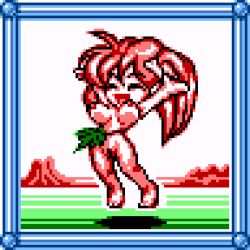 1girl barefoot breasts brown_hair closed_eyes jumping large_breasts loincloth long_hair mountain nipples open_mouth pachiko_cr_mouretsu_genshijin_t pixel_art pussy saiwai_hiroshi smile tribal wardrobe_malfunction rating:Explicit score:16 user:cpee