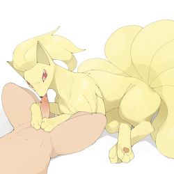  1boy 1other ambiguous_gender animal_ears animal_hands animal_nose bestiality creatures_(company) fellatio game_freak gen_1_pokemon highres licking licking_penis lying multiple_tails ninetales nintendo nude on_back on_side oral penis penis_grab pokemon pokemon_(creature) pokephilia red_eyes simple_background solo_focus spread_legs tail uncensored white_background youjo_modoki  rating:Explicit score:137 user:ImWastingMyLife