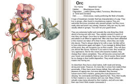 1girl animal_ears asymmetrical_clothes asymmetrical_top asymmetrical_underboob belt belt_bra blush breasts character_profile cleavage collar curvy english_text female_orc hammer hard-translated kenkou_cross large_breasts looking_at_viewer monster_girl monster_girl_encyclopedia official_art orc orc_(monster_girl_encyclopedia) pig_ears pig_girl pig_tail revealing_clothes rope sandals shin_guards sideboob simple_background solo tail third-party_edit translated underboob white_background rating:Questionable score:111 user:danbooru