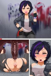 1boy 1girl after_rape ahegao annoyed anus ass big_hero_6 blush breasts chewing_gum clothed_sex cowboy_shot dark-skinned_male dark_skin fingerless_gloves gloves gogo_tomago half-closed_eyes hand_on_own_hip hetero highres instant_loss interracial jlullaby large_breasts large_insertion large_penis leg_grab lying makeup mating_press middle_finger mind_break on_back on_ground open_mouth penis precum pussy rape rolling_eyes sequential sex short_hair shorts snot standing sweat tears thick_thighs thigh_gap thighs tomboy torn_clothes trembling uncensored vaginal veins veiny_penis rating:Explicit score:650 user:joketardos