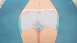  1girl animated anime_screenshot ass ass_focus butt_crack exercising highres pov screencap shorts solo sound sunohara_nana sunoharasou_no_kanrinin-san tan tanline video 