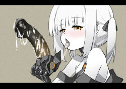  1girl black_mask blue_archive coat colored_skin dildo dildo_under_mask ein_(blue_archive) female_focus loli mask mechanical_arms medium_hair respirator sex_toy solo symbol-shaped_pupils tongue tongue_out twintails upper_body white_coat white_hair white_skin x-shaped_pupils yellow_eyes yuacalo  rating:Explicit score:78 user:danbooru