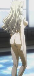  1girl ass blonde_hair breasts completely_nude elizabeth_mably female_focus freezing_(series) from_behind highres kneepits large_breasts legs long_hair long_legs nipples nude pool profile screencap solo standing stitched thighs third-party_edit 