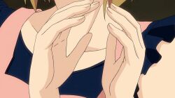  1girl animated blonde_hair breasts medium_breasts sankarea saouji_ranko short_hair shorts  rating:Sensitive score:5 user:N3RO_182