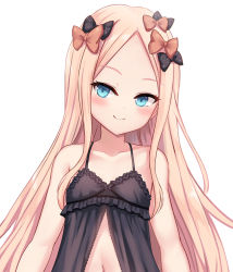  abigail_williams_(fate) abigail_williams_(fate_grand/order) black_bow black_lingerie black_panties blonde_hair blue_eyes blush bow bowtie fate/grand_order fate_(series) long_hair looking_at_viewer navel open_clothes orange_bow panties smile standing stuffed_animal stuffed_toy teddy_bear thighs underwear white_background  rating:Questionable score:7 user:ZakKaioken