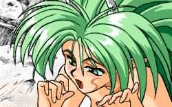 animated animated_gif blush fellatio fingernails green_eyes green_hair happy horns invisible_penis kimura_takahiro lowres open_mouth oral pc98 pointy_ears steam_hearts tattoo tongue yea_taltekisans  rating:Explicit score:5 user:futanarimama