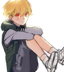  1boy aged_down bad_id bad_pixiv_id blonde_hair blush child child_gilgamesh_(fate) fate/grand_order fate/hollow_ataraxia fate_(series) full_body gilgamesh_(fate) male_focus onakasuita red_eyes short_hair simple_background sketch smile solo white_background 