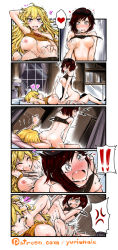2girls 4koma anger_vein angry artist_name ass back bed bed_sheet bedroom black_hair black_shirt blonde_hair blush bookshelf bouncing_breasts breasts breath cleavage closed_eyes comic cowgirl_position curtains flick girl_on_top grabbing grabbing_another&#039;s_breast grey_eyes happy happy_sex heart highres incest large_breasts laughing leg_lift long_hair medium_breasts missionary moaning motion_blur multiple_girls multiple_views nipples open_mouth orange_shirt pajamas pajamas_pull patreon_username purple_eyes red_hair ruby_rose rwby saliva shirt short_hair siblings sisters sleep_mask smile spanking straddling surprised sweat tank_top tears tongue tongue_out tribadism turnaround white_legwear window yang_xiao_long yuri yuriwhale rating:Explicit score:64 user:danbooru