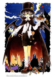  azumi_tooru bat_wings candy cape food green_eyes shorts socks solo tohru_adumi wings 