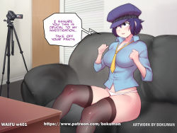  1girl bokuman breasts casting_couch english_text highres large_breasts persona persona_4 shirogane_naoto solo  rating:Sensitive score:82 user:Ahegao_lmao