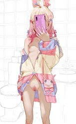  1girl bathroom covered_face diathorn female_focus female_pubic_hair hair_ornament loli phase_connect phone pipkin_pippa pubic_hair pussy rabbit_ears selfie uncensored virtual_youtuber  rating:Explicit score:66 user:Palop
