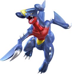  3d claws creatures_(company) full_body game_freak garchomp gen_4_pokemon jumping muscular nintendo no_humans non-web_source official_art open_mouth pokemon pokemon_(creature) pokken_tournament sharp_teeth solo tail teeth transparent_background 