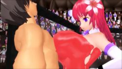  1boy 1girl 3d animated boko877 bouncing_breasts breast_on_chest breast_press breasts character_request highres interior large_breasts lin_tia rubbing_breasts sound ultimate_fighting_girl video 