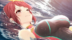  1girl black_one-piece_swimsuit breasts earrings highres jewelry large_breasts multicolored_clothes multicolored_swimsuit one-piece_swimsuit pyra_(pro_swimmer)_(xenoblade) pyra_(xenoblade) red_eyes red_hair red_one-piece_swimsuit sculp2 solo swimsuit tiara upper_body water xenoblade_chronicles_(series) xenoblade_chronicles_2  rating:Sensitive score:31 user:danbooru