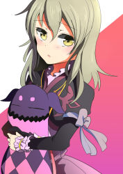 1girl blush brown_eyes doll dress elize_lutus closed_eyes frills green_hair long_hair open_mouth ribbon tales_of_(series) tales_of_xillia teepo_(tales) rating:Sensitive score:2 user:wereAR