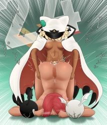 1futa 1girl absurdres ass biting blonde_hair breasts clothes completely_nude cum cum_in_pussy doggystyle ejaculation face_down female_pubic_hair futa_with_female futanari giovanna_(guilty_gear) grabbing grabbing_from_behind guilty_gear hat heart highres long_hair looking_at_viewer medium_breasts multiple_girls nipples nodachi nude pubic_hair ramlethal_valentine red_hair restrained sex sex_from_behind top-down_bottom-up vaginal x-ray