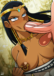  1boy 1girl :&gt;= artist_logo black_hair blue_eyes blush breasts clothes_pull collarbone dark-skinned_female dark_skin dress dress_pull eyebrows eyelashes eyeliner fellatio hetero interracial ishizu_ishtar jewelry large_breasts large_penis long_hair looking_at_another looking_up makeup necklace nipple_piercing nipples off-shoulder_dress off_shoulder oral penis piercing ponpu_(pumpkinsinclair) pulling_own_clothes sidelocks solo_focus testicles upper_body white_dress yu-gi-oh! yu-gi-oh!_duel_monsters  rating:Explicit score:21 user:Only_Kemonomimi