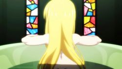  10s 1girl animated animated_gif bath blonde_hair long_hair looking_back monogatari_(series) nisemonogatari nude oshino_shinobu water yellow_eyes  rating:Questionable score:64 user:Cloudx_v3