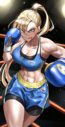 1girl abs boxing breasts muscular muscular_female original sibo sports_bra tagme 