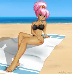  beach bikini black_bikini caldina katzueki magic_knight_rayearth nail_polish swimsuit tagme 