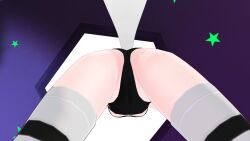  ass ass_focus breasts highres karin_(vrchat) leotard loli lolidom small_breasts smell socks tail thighhighs thighs underboob virtual_reality vrchat white_tail  rating:Questionable score:20 user:kittycola