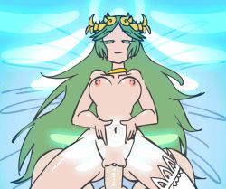  1boy 1girl :d animated bouncing_breasts breasts coke-bottle_glasses cum facial glasses green_eyes green_hair happy_sex hetero kid_icarus large_breasts long_hair looking_at_viewer lying minuspal missionary nintendo nipples nude on_back open_mouth paizuri palutena penis pov pussy round_eyewear sex smile straddling straddling_paizuri thighhighs thighs uncensored vaginal white_thighhighs  rating:Explicit score:198 user:shadowers1