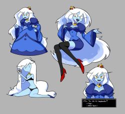 1girl absurdres adventure_time blue_skin breasts colored_skin crown dress female_focus flowers-imh highres ice_queen_(adventure_time) long_hair solo thighhighs white_hair rating:Sensitive score:53 user:twilight_jester