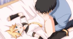  2boys anal animated animated_gif arm_warmers blonde_hair censored green_eyes kagamine_len lying male_penetrated multiple_boys on_back on_bed oni_chichi open_mouth penis pp_(ki20rupi3) sex shota spread_legs vocaloid yaoi  rating:Explicit score:309 user:Hamfister