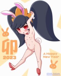  1girl 2023 animal_ears armpits arms_up ashley_(warioware) bare_shoulders black_hair blush bow bowtie cleft_of_venus detached_collar fake_animal_ears fake_tail fast-r female_focus full_body high_heels legs legs_apart leotard loli long_hair looking_at_viewer new_year nintendo nipples nude nude_filter playboy_bunny pussy rabbit_ears rabbit_pose rabbit_tail red_eyes red_footwear shoes solo tail thighs third-party_edit twintails uncensored warioware wrist_cuffs 