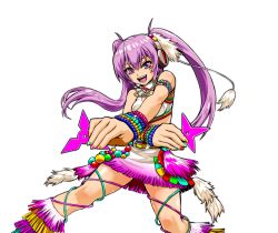  1girl bare_shoulders beatmania beatmania_iidx breasts crossed_arms goli_matsumoto headphones long_hair medium_breasts mizushiro_celica multicolored_clothes multicolored_nails official_art open_mouth pink_eyes pink_hair skirt smile solo thighs twintails 