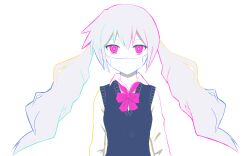  1girl alternate_costume blue_hair bow hatsune_miku highres light_blue_hair long_hair looking_at_viewer low_twintails mask mouth_mask pink_bow pink_eyes pinocchio-p school_uniform sick_sick_sick_(vocaloid) solo twintails upper_body very_long_hair vocaloid 