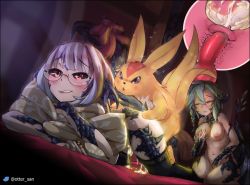 1boy 2girls au_ra bestiality carbuncle_(final_fantasy) cervical_penetration cervix cross-section cum deep_penetration doggystyle ejaculation ffm_threesome final_fantasy final_fantasy_xiv glasses group_sex hetero highres horns internal_cumshot lactation lip_biting masturbation multiple_girls otter_san penis scales sex sex_from_behind tagme tail thighhighs threesome uncensored vaginal rating:Explicit score:119 user:rere2052