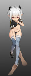 1girl 1other absurdres aftersex arm_up black_footwear black_panties black_shirt blue_thighhighs crop_top cum cum_in_mouth cum_in_pussy cum_on_body cum_on_clothes cum_on_lower_body cumdrip final_fantasy final_fantasy_xiv full_body gluteal_fold grey_background groin hand_on_own_thigh hand_to_own_mouth highres koebushi_(mat) lalafell leg_hold legs loli navel no_pants open_mouth panties pointy_ears red_eyes ribbon shirt shoes short_hair silver_hair simple_background single_shoe solo_focus thigh_gap thighhighs thighs twintails underwear warrior_of_light_(ff14) rating:Explicit score:91 user:danbooru