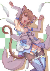10s 1boy :3 :d animal_ears areola_slip armpits arms_up bare_shoulders black_pantyhose blue_bow blue_dress blue_neckwear blue_panties blue_ribbon blue_thighhighs blush_stickers bob_cut bolo_tie bow bow_panties brown_hair cat_boy cat_ears cat_tail cat_teaser checkered_background choker clenched_hands collarbone colored_eyelashes commentary cross-laced_clothes detached_sleeves dress dress_bow drooling eyelashes fang feet_up felix_argyle fingernails frilled_dress frills front-tie_top hair_between_eyes hair_bow hair_ribbon half-closed_eyes highres horizontal-striped_panties jewelry jumping large_bow layered_dress looking_at_viewer male_focus open_mouth orange_eyes panties pantyhose parted_bangs paw_pose pendant phallic_symbol pink_bow re:zero_kara_hajimeru_isekai_seikatsu ribbon sexually_suggestive shade short_dress short_eyebrows short_hair simple_background smile solo spaghetti_strap strap_slip striped_clothes striped_dress striped_panties striped_pantyhose striped_ribbon striped_thighhighs sweat tail thick_eyebrows thigh_gap thighhighs thighhighs_over_pantyhose torn_clothes torn_dress torn_legwear trap underwear vertical-striped_clothes vertical-striped_dress vertical-striped_thighhighs white_background white_bow white_dress white_panties yougenko rating:Questionable score:23 user:danbooru