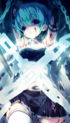 10s 1girl abuse arms_up bdsm blood blood_on_clothes blood_on_face blue_eyes blue_hair bondage bound cape chain highres magical_girl mahou_shoujo_madoka_magica mahou_shoujo_madoka_magica_(anime) matching_hair/eyes miki_sayaka miki_sayaka_(magical_girl) navel short_hair show_(rinnetenshow) solo thighhighs tied_up_(nonsexual) torn_clothes zettai_ryouiki rating:Questionable score:18 user:danbooru