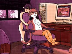 2023 800x600 aliasing artist_name bean_bag_chair bed bedroom black_hair black_socks blush brown_fur brown_hair carpet casual_nudity cat cat_girl chair chest_tuft child child_on_child closed_mouth computer computer_keyboard monitor computer_tower convenient_censoring couple desk desktop drawer eyelashes female_focus flat_chest fluffy furry furry_female furry_girl furry_with_non-furry green_eyes hand_on_another&#039;s_arm headphones headphones_around_neck internet interspecies lesbian_flag lgbt_pride limited_palette loli long_hair looking_at_another lowres mousepad multicolored_fur multicolored_tail narrowed_eyes navel nude office_chair one_eye_closed open_mouth pride_month rainbow_flag retro sfl-art signature sitting smile socks socks_only standing sunlight swivel_chair tail technology tree white_fur window window_blinds windowsill wink yellow_eyes yellow_socks yuri