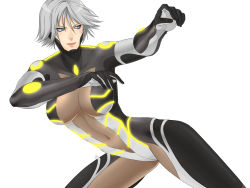  absurdres bodysuit breasts christie_(doa) dead_or_alive glowing highres large_breasts latex plugsuit science_fiction silver_hair virak  rating:Questionable score:13 user:jololoi