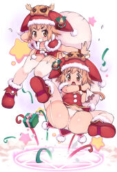  2girls ass blush chocolat_queen christmas female_focus full_body grin highres loli marron_queen multiple_girls open_mouth siblings smile tagme twins yu_3 