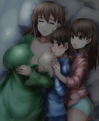 1boy 2girls abubu age_difference breasts brother_and_sister incest large_breasts mature_female mother_and_daughter mother_and_son multiple_girls original shota siblings sleeping smile rating:Questionable score:251 user:Manwe