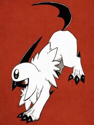  359yuyu absol animal_focus claws creatures_(company) forehead_jewel full_body game_freak gen_3_pokemon highres nintendo no_humans pokemon pokemon_(creature) red_background solo 