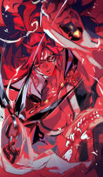  1girl absurdres akame_(chokydaum) amputee armor baiken big_hair black_jacket black_kimono breasts claw_(weapon) cleavage eyepatch facial_tattoo greaves guilty_gear guilty_gear_strive highres jacket jacket_on_shoulders japanese_clothes katana kimono large_breasts long_hair multicolored_clothes multicolored_kimono one-eyed open_clothes open_kimono pink_hair ponytail red_eyes samurai sash scar scar_across_eye scar_on_face solo sword tattoo torn_sleeve weapon white_kimono 
