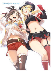 1girl atelier_(series) atelier_ryza atelier_ryza_1 bare_shoulders belt beret black_headwear black_ribbon black_skirt blonde_hair blue_eyes blue_oath blush breasts brown_belt brown_eyes brown_gloves brown_hair camisole cleavage cropped_jacket cropped_shirt crossover gloves hat highres jacket jewelry large_breasts layered_sleeves leather_belt long_hair long_sleeves navel necklace oakland_(blue_oath) open_mouth panties red_gloves red_panties red_shorts reisalin_stout ribbon short_hair short_over_long_sleeves short_shorts short_sleeves shorts simple_background skirt sleeveless sleeveless_jacket smile star_(symbol) star_necklace thick_thighs thighs underwear white_background white_camisole white_headwear white_jacket whoosaku yellow_jacket rating:Sensitive score:24 user:danbooru