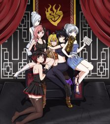 6+girls :p adapted_costume ahoge alternate_costume animal_ears arms_around_neck artist_request avengers:_infinity_war avengers_(series) back banner bare_arms bare_back bare_legs bare_shoulders black_dress black_hair black_pants black_tank_top blake_belladonna blonde_hair blue_dress blue_eyes blush book breasts brown_eyes brown_footwear brown_hair c: cat_ears chair cleavage closed_mouth curtains dress food grey_eyes hair_bun hair_over_one_eye hand_on_own_hip harem heterochromia highres hug ice_cream ice_cream_cone incest indoors infinity_gauntlet infinity_stones large_breasts legs looking_at_viewer looking_back marvel marvel_cinematic_universe medium_breasts midriff multicolored_hair multiple_girls naughty_face navel neo_politan open_book pants pantyhose pink_eyes pink_hair purple_eyes red_hair ruby_rose rwby scar scar_across_eye scar_on_face short_dress siblings silver_hair sisters sitting sitting_on_person sleeveless smile strapless strapless_dress tank_top thighhighs throne tongue tongue_out torn_clothes torn_legwear turtleneck two-tone_hair weiss_schnee white_footwear winter_schnee wristband yang_xiao_long yellow_eyes yuri zwei_(rwby) rating:Sensitive score:48 user:danbooru