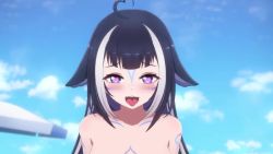  1boy 1girl ahoge animated beach black_hair blurry blurry_background body_markings breasts cetacean_tail cowgirl_position fins fish_tail girl_on_top heart heart-shaped_pupils indie_virtual_youtuber kamuo large_breasts long_hair looping_animation multicolored_hair nipples nude ocean open_mouth outdoors penis pov purple_eyes pussy sand_castle sand_sculpture sex shylily sound straddling surfboard symbol-shaped_pupils tail two-tone_hair uncensored vaginal video virtual_youtuber water white_hair  rating:Explicit score:1088 user:loli_Vulf
