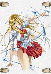  00s 10s 1girl :d blonde_hair bow bowtie breasts clothes_lift dragon green_eyes highres ikkitousen ikkitousen_xtreme_xecutor impossible_clothes impossible_shirt large_breasts long_hair navel official_art open_mouth outstretched_hand plaid plaid_skirt pleated_skirt red_skirt scan school_uniform serafuku shiozaki_yuji shirt skirt skirt_lift smile solo sonsaku_hakufu standing thighs very_long_hair water wind wind_lift  rating:Sensitive score:27 user:Mikael