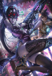 2girls cherry_blossoms flower long_hair multiple_girls overwatch overwatch_1 purple_hair realistic sakimichan short_hair tracer_(overwatch) traditional_clothes weapon widowmaker_(overwatch) rating:Sensitive score:43 user:Haruya