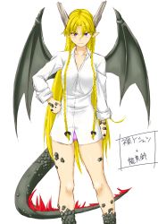  1girl blonde_hair dragon_girl highres long_hair panties underwear  rating:Sensitive score:8 user:Hiryu
