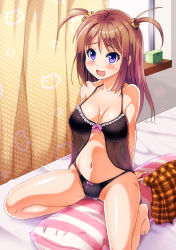  1girl blush brown_hair female_focus long_hair open_mouth purple_eyes smile solo twintails  rating:Explicit score:11 user:Rirukajeeey