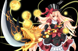  00s 1girl ball battlemage black_background dress dungeon_and_fighter hat heart heart_print highres long_hair looking_at_viewer mage_(dungeon_and_fighter) polearm simple_background solo spear top_hat very_long_hair weapon  rating:Sensitive score:8 user:jg993308